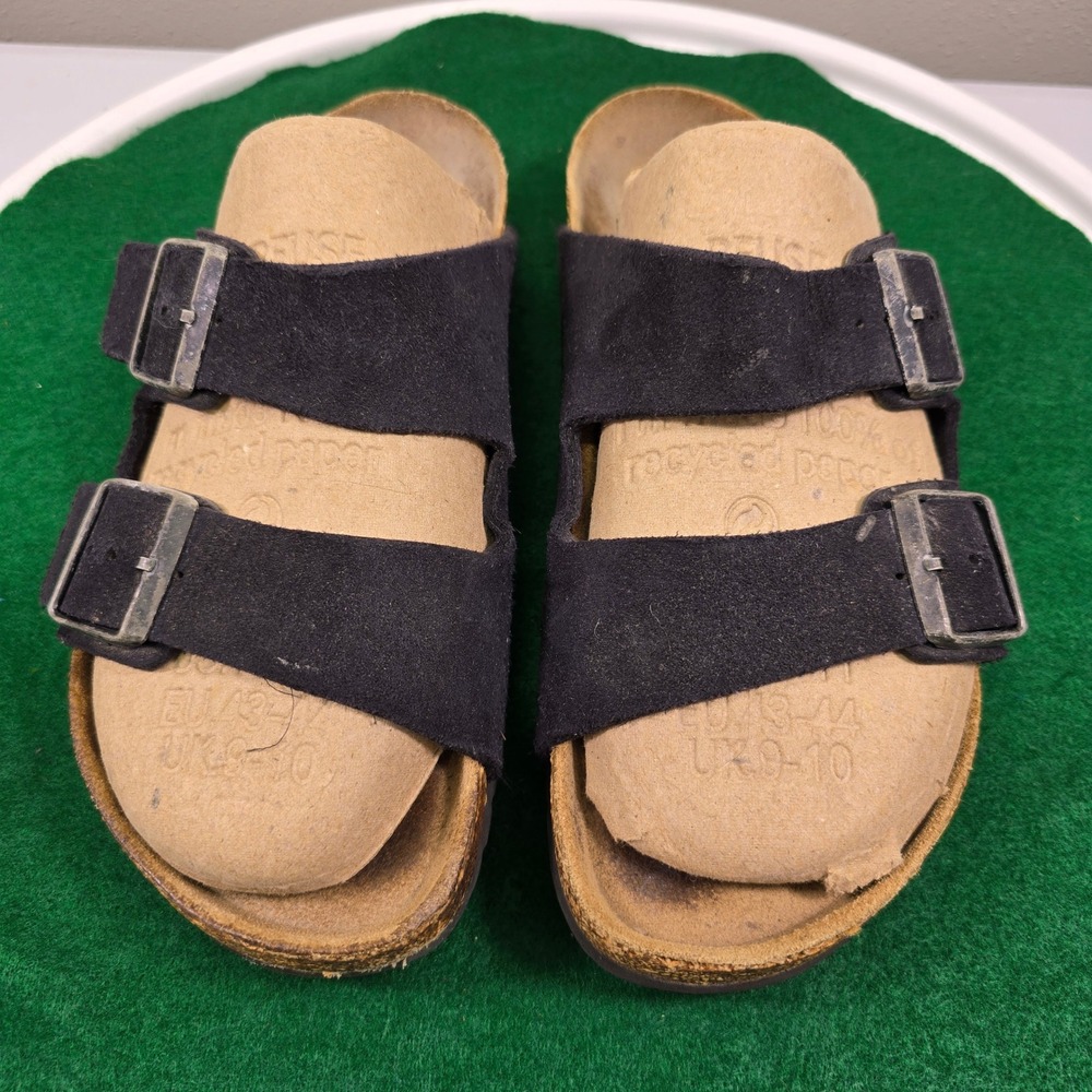 Birkenstock Arizona Suede Two Strap Slide Sandals Womens 8.5/39 Black  Buckle
